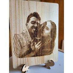 Cuadro retrato personalizado en madera Cuadrado | Arte único en madera natural