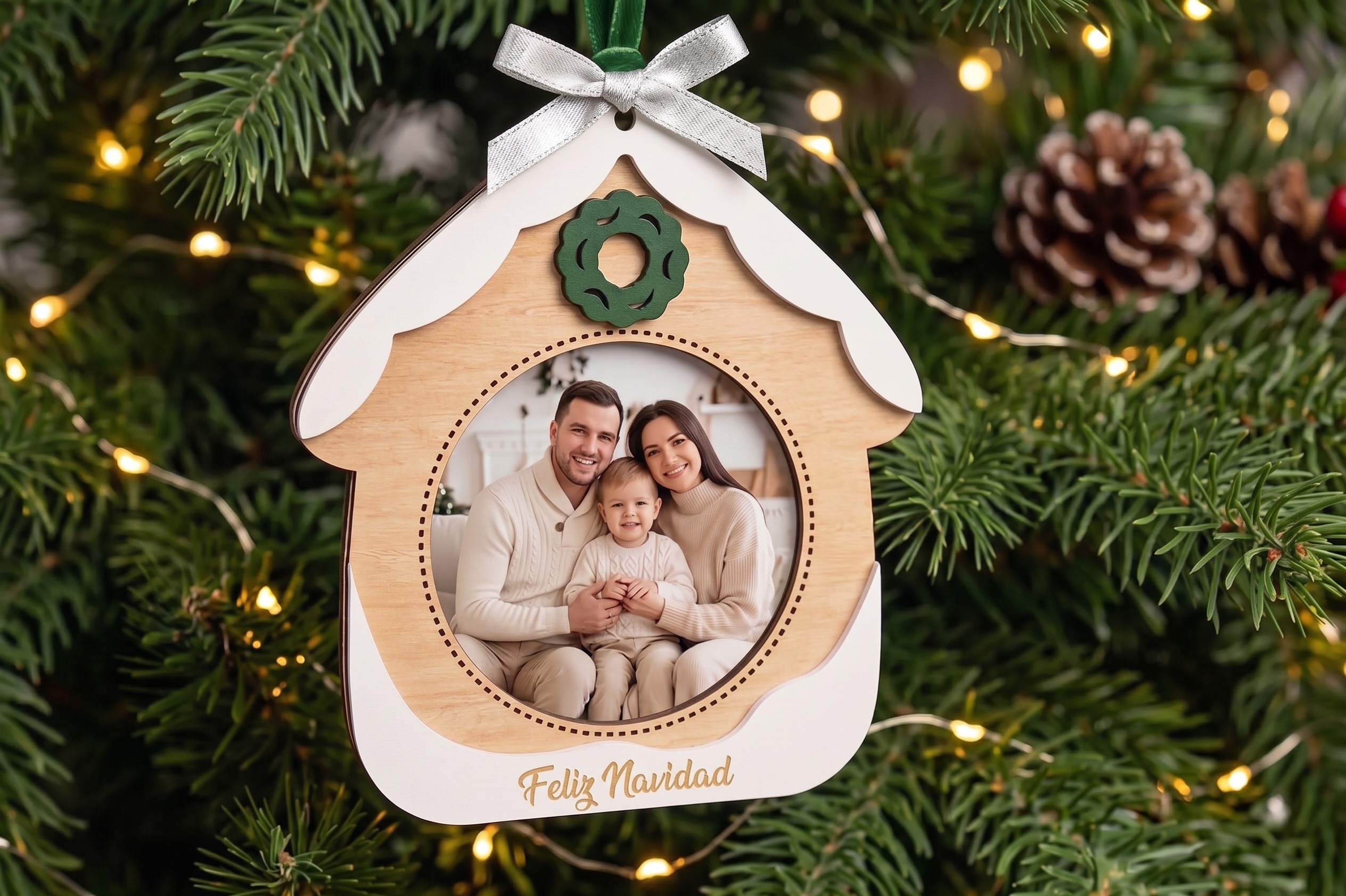 Bolas de Navidad Personalizadas con Foto en Madera - Imagen 2