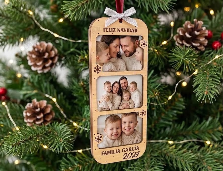 Bolas de Navidad Personalizadas con Foto en Madera - Imagen 3