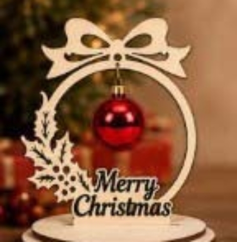 Colección de adornos navideños de madera de 25 cm con base y bola colgante en varios diseños