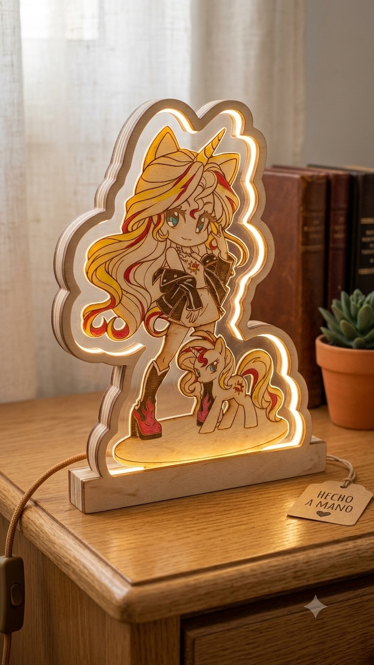 Lámpara LED Personalizada en Madera y Metacrilato con Diseño a Medida
